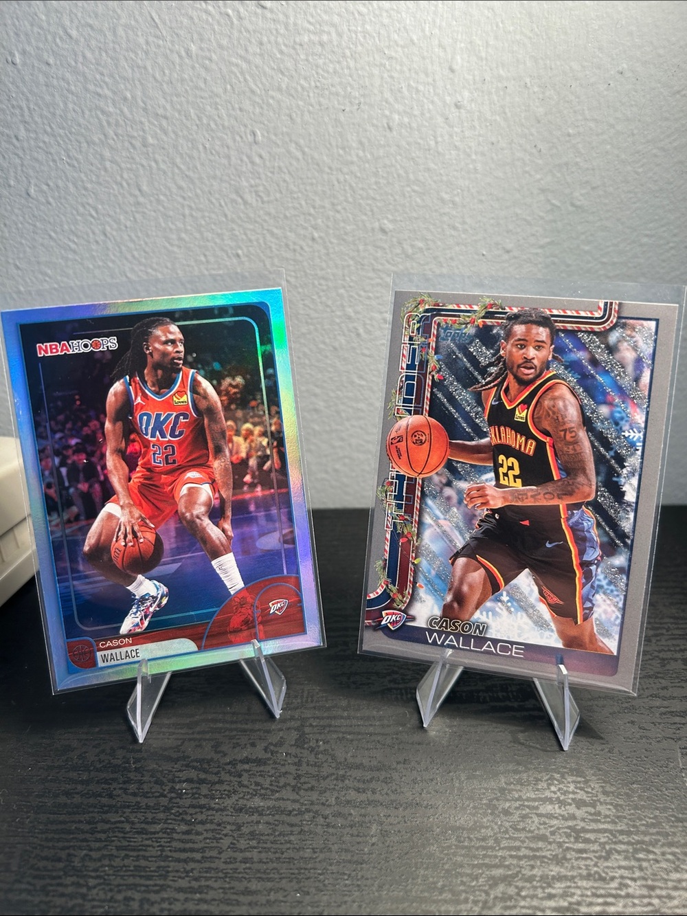 Cason Wallace Topps NBA Hoops and Holiday set OKC Thunder